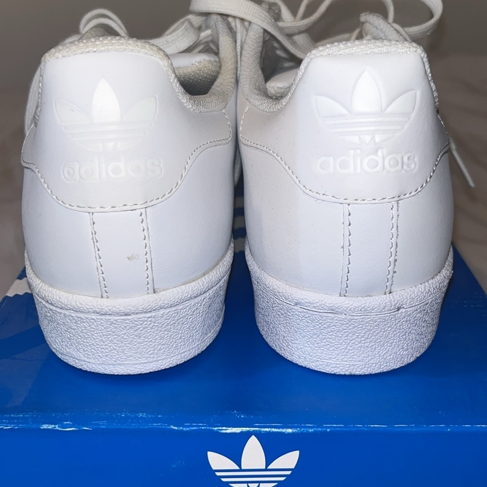 All White Adidas Superstar Shell Toe Sneakers Men's Size 9 - Picture 4 of 6